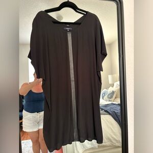 Madewell Black Dress with faux leather panel down the front.